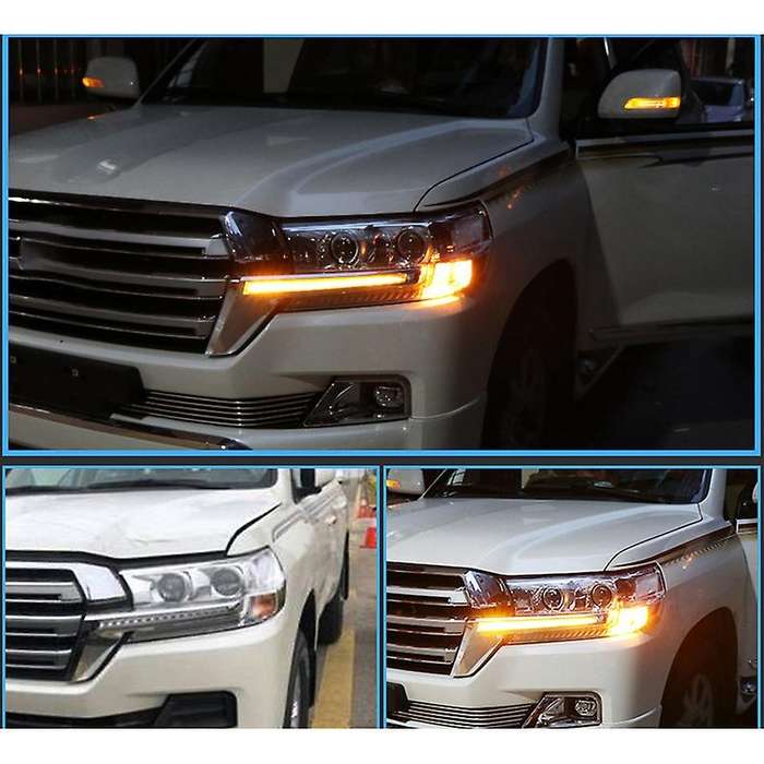 Car Front Grille LED Dynamic Turn Signal Light Daytime Running Lights for Land Cruiser 200 FJ200 LC2