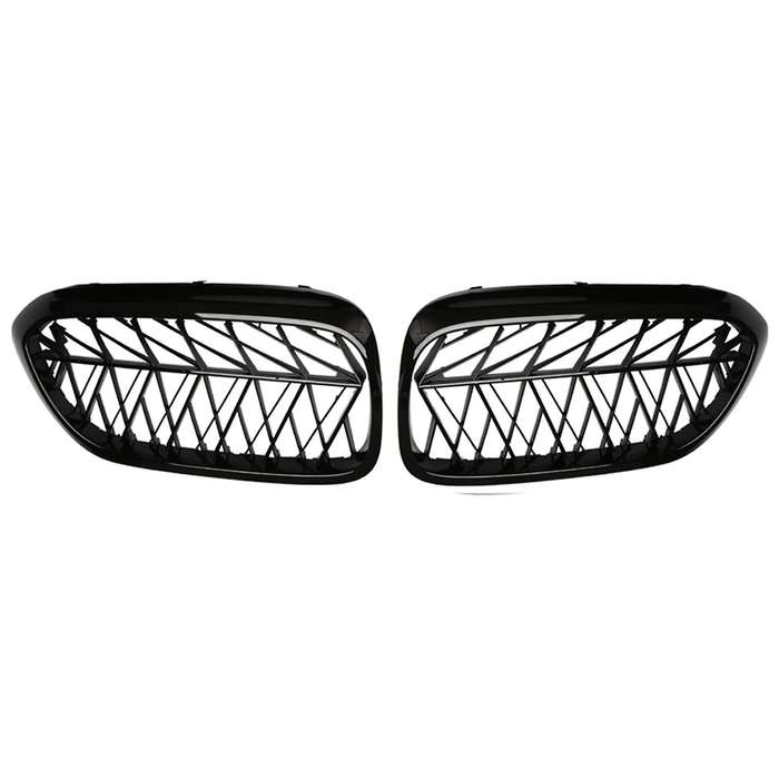 Car Front Grille Kidney Grill Slat for 5 Series G30 G31 G38 F90 M5 2018 2019 Gloss Black ABS Plastic