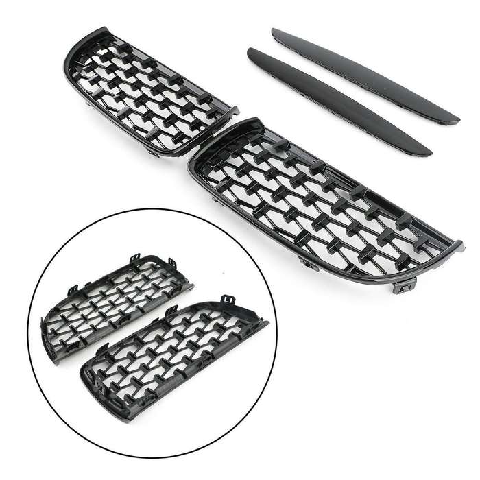 Car Front Kidney Grill, Front Hood Diamond Grille Meteor Grill for - 3 Series Sedan E90 E91 2005 200