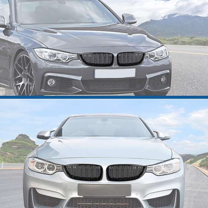 Car Gloss Black Front Kidney Twin FIns Dual Slat Grille for 4 Series F32 F33 F36 F80 F82 F83 2015-20