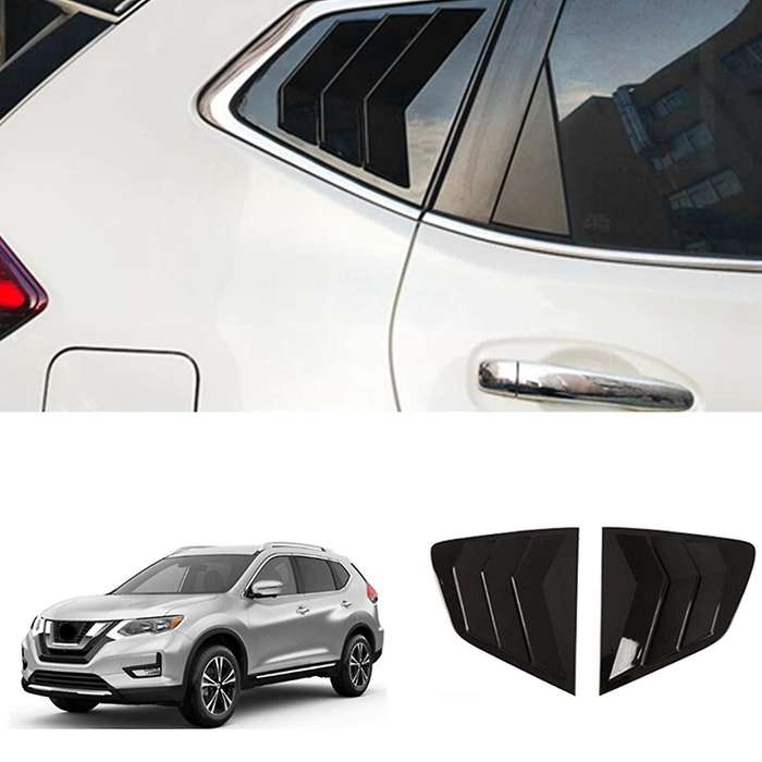 Car Gloss Black Rear Window Louver Shutter Cover Trim for Rogue T32 2014-2020 Window Side Vent Trim
