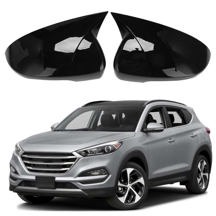 Car Glossy Black Ox Horn Rearview Side Glass Mirror Cover Trim Frame Side Mirror Caps for 2015-2020