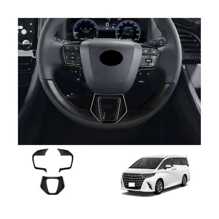 Car Glossy Black Steering Wheel Trim Frame Cover Sticker Car Inner Accessories for Alphard 40 Series
