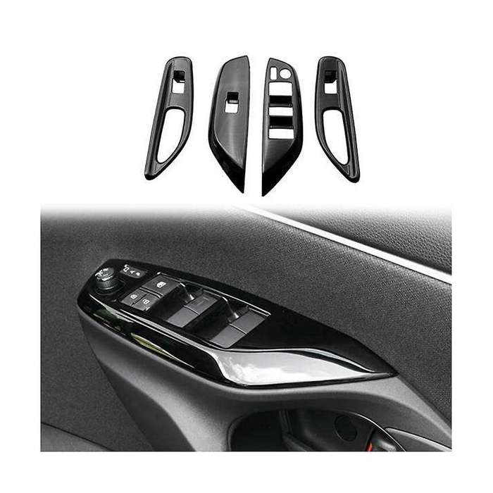 Car Glossy Black Window Glass Lift Button Switch Cover Door Armrest Panel for Yaris 2020-2023 Lhd