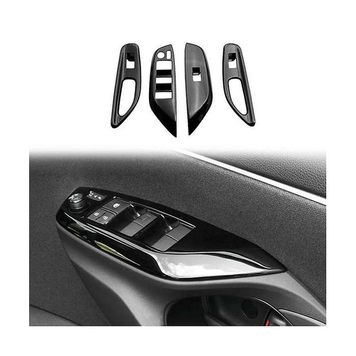 Car Glossy Black Window Glass Lift Button Switch Cover Door Armrest Panel for Yaris 2020-2023 Rhd