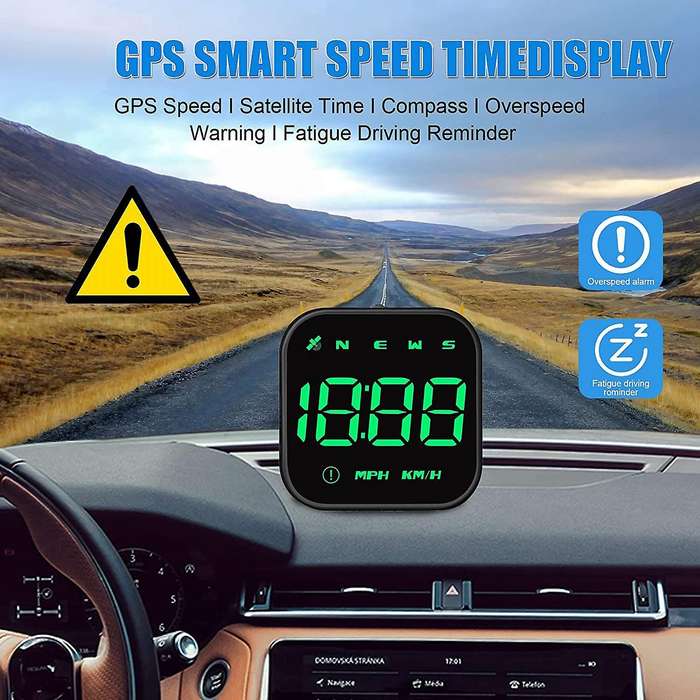 Car Gps Speedometer with Speed , Overspeed Car Alarm Fatigue Driving Reminder for All Car Motorcycl