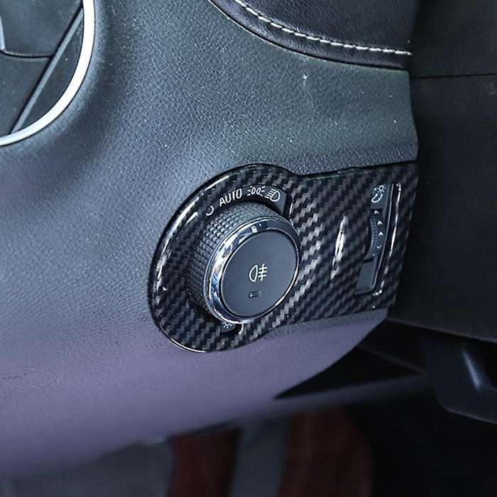 Car Headlight Switch Button Cover Interior Trim Decal ABS for 2012-2015 Accessories,Carbon Fiber