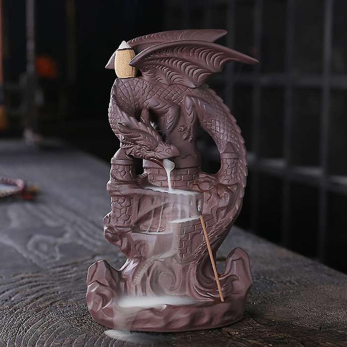 Purple Clay Incense Burner Dragon Backflow Incense Burner Aromatherapy Ornament Pterodactyl Holder