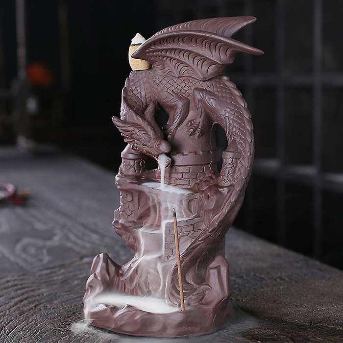 Purple Clay Incense Burner Dragon Backflow Incense Burner Aromatherapy Ornament Pterodactyl Holder