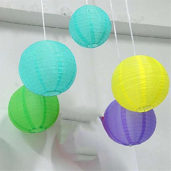 Purple Paper Lanterns, Diy Round Lanterns Suitable for Weddings, Shopping Malls, Schools, Outdoor Ac