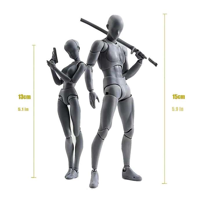 Pvc Model with Box Drawing Models for Artists(female+male,grey)