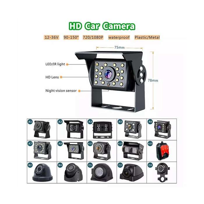 Pz612-2ahd- 120 Degree Car Ahd 1080p 2 Megapixels 7 Inch Front and Rear 2 Way Rearview Mirror Monito