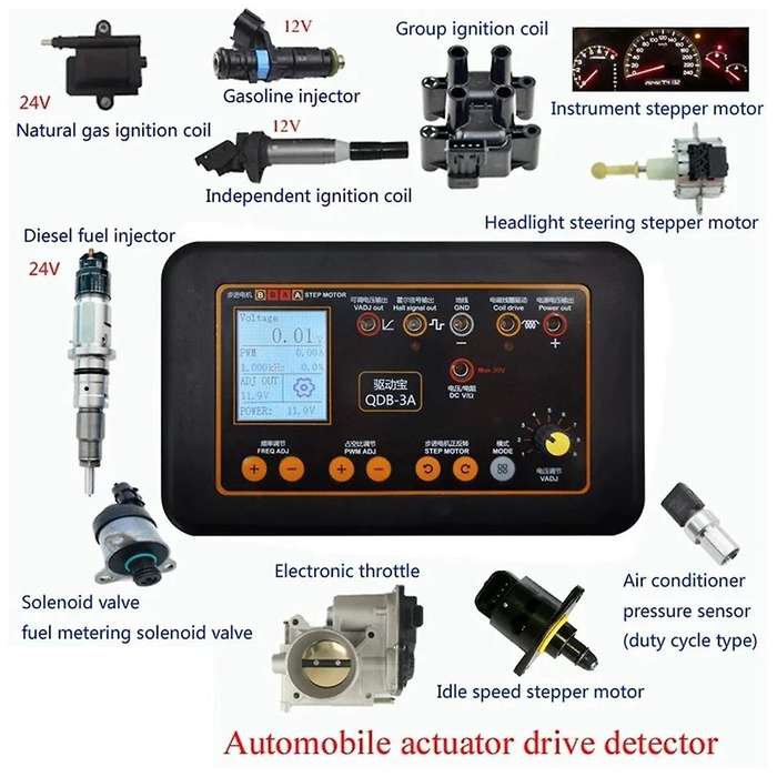 QDB-3A Automotive Ignition Coil Tester Idle Stepper Motor Solenoid Valve Injector Actuator Driver Ca