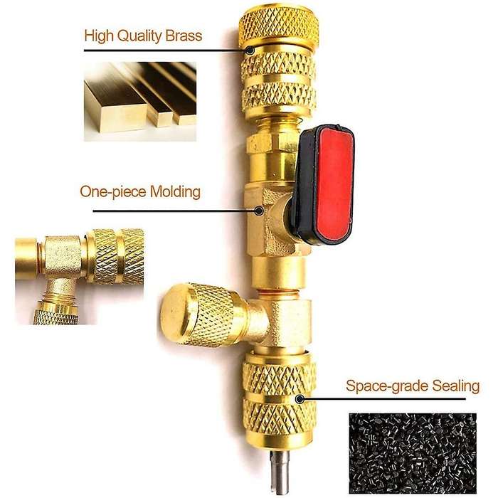 R410A R22 Valve Core Remover Installer Tool with Dual Size SAE 1/4 & 5/16 Port for R404A R407C R134A