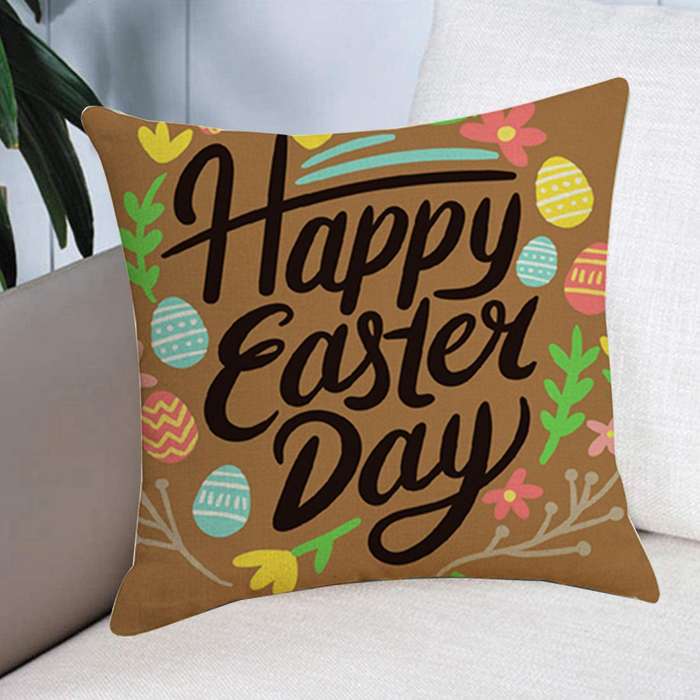 Rabbit Happy Easter Day Throw Pillow Cover 18 x 18 Inch Easter Bunny Cushion Covers Decoration Home