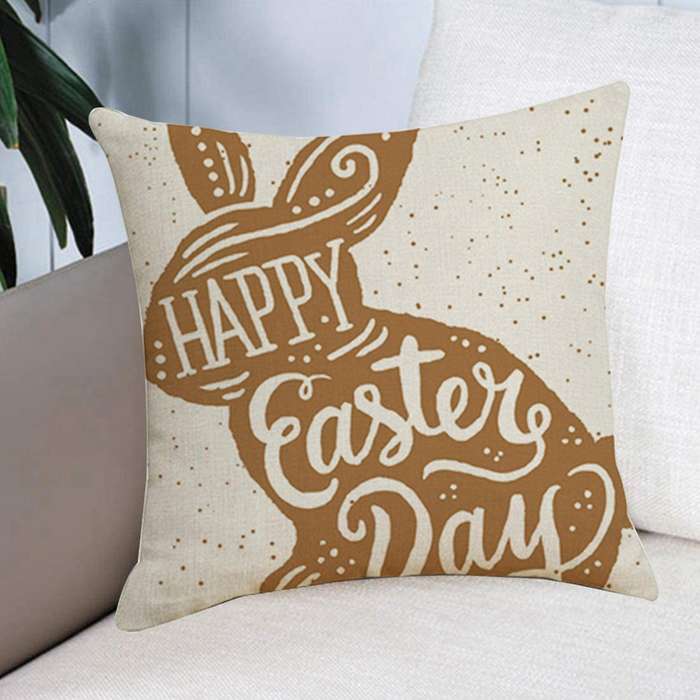 Rabbit Happy Easter Day Throw Pillow Cover 18 x 18 Inch Easter Bunny Cushion Covers Decoration Home