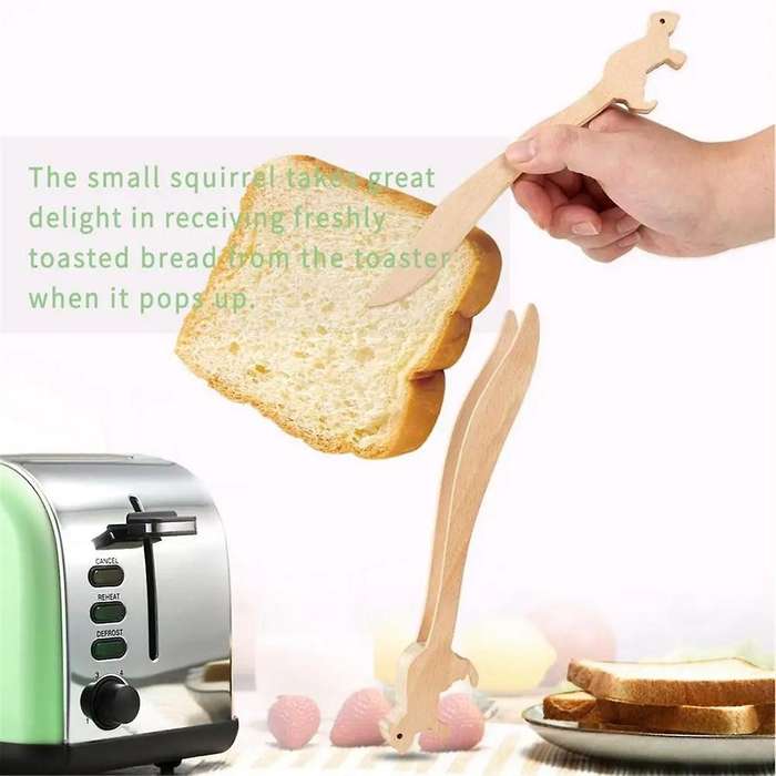 Rabbit Shaped Wood Wooden Food Toast Salad Tongs Toaster for Kitchen Bacon Sugar Ice Tea Tong Tea Cl