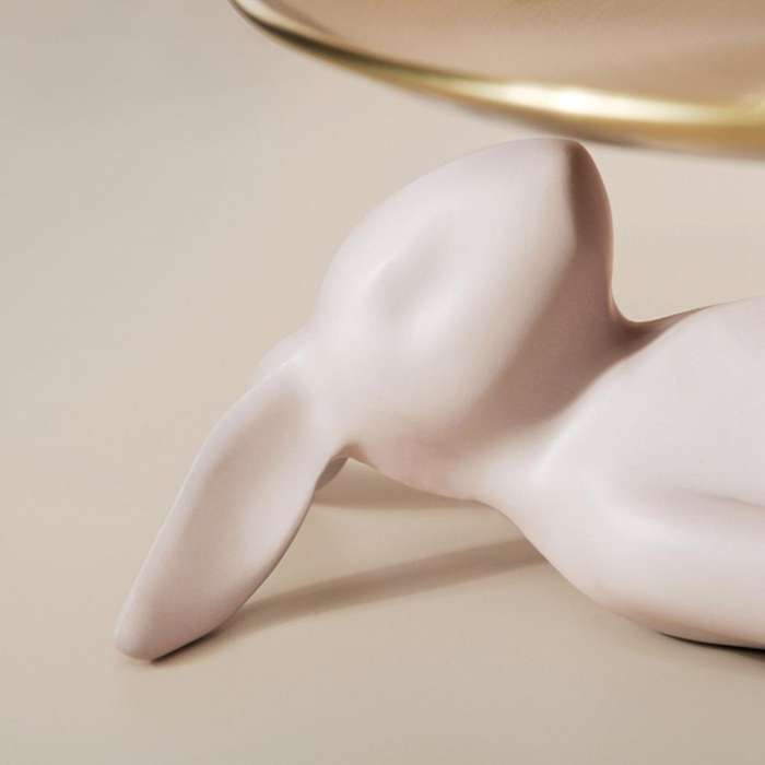 Rabbit Storage Ornaments Resin Animal Statue Desktop Candy Box Snack Organizer Crafts Sculpture Home