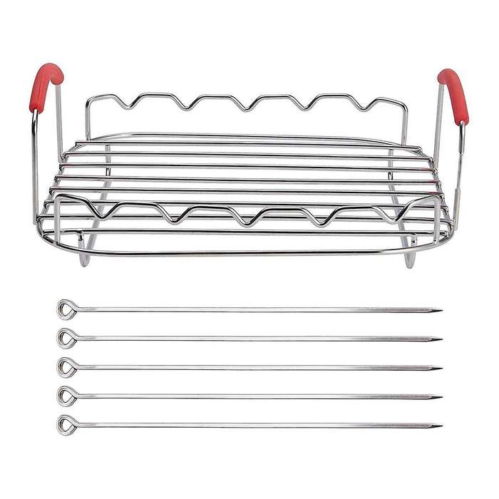 Rack Set Versatile Grilling Rack Stainless Steel Double Layer Rack with Skewers Steaming Drain Oil