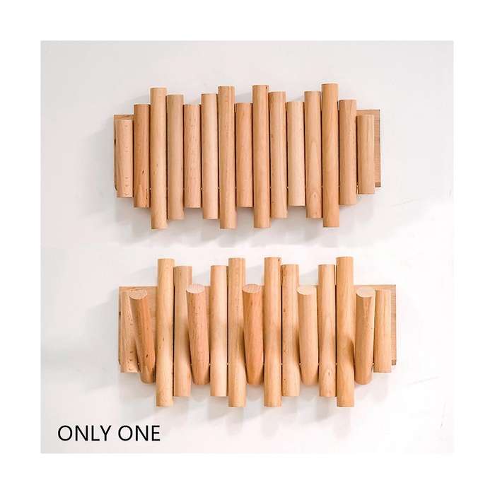 Rack with Folding Hooks Modern Wooden Rack Perfect to Hang Coats, Umbrellas, Towels, and .