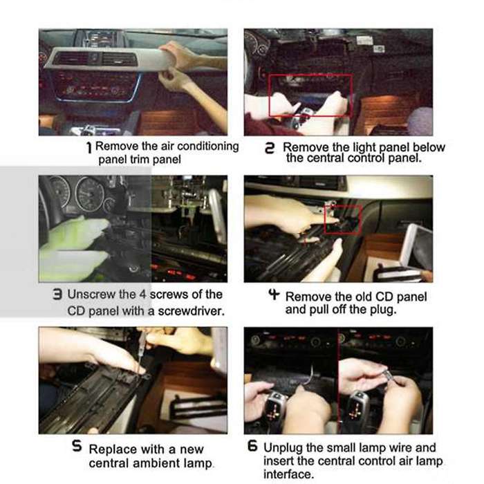 Radio Trim LED Dashboard Center Console AC Panel Light 2 Color Atmosphere Light for 3 Series F30 F35