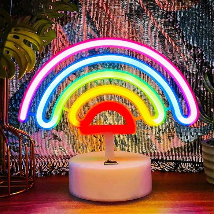 Rainbow Neon Sign Rainbow Neon Light, LED Rainbow Lamp Night Light, USB/Battery Operated Neon Sign R