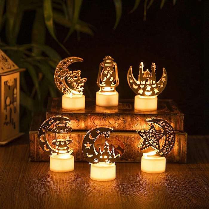 Ramadan Lights Decorations 6 Pack Eid Mubarak Led Candle Lights