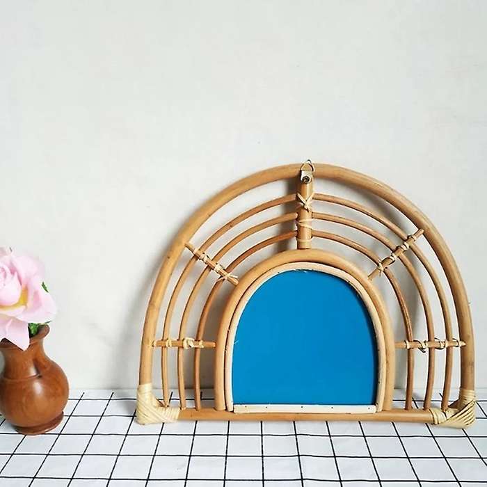 Rattan Wall Mirror Innovative Art Decor Dressing Makeup Mirrors for Washrooms Living Rooms Bathroom