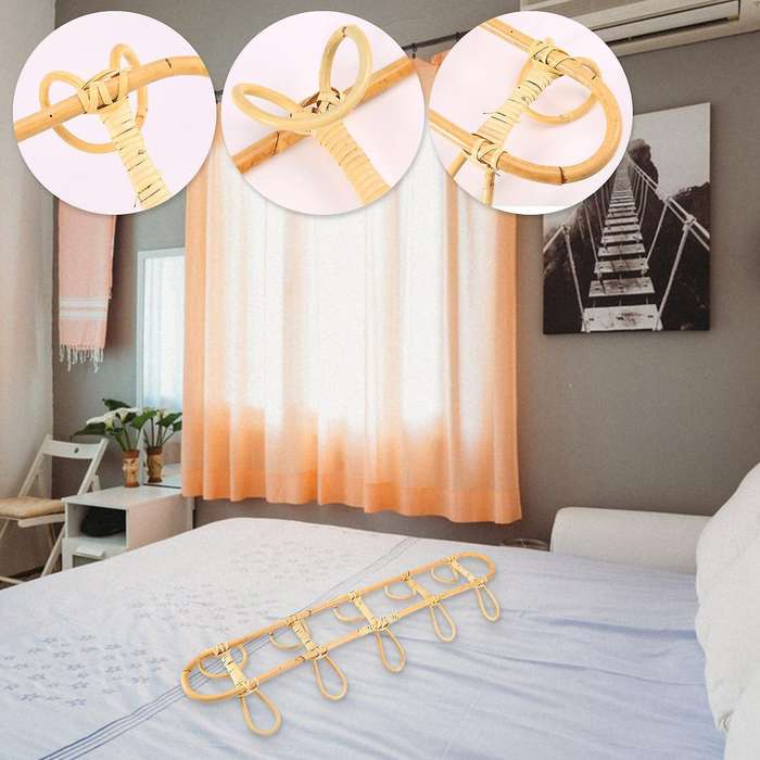 Rattan Wall Hooks Clothes Hat Hanging Hook Crochet Cloth Holder Organizer Hangers Decor for Home D