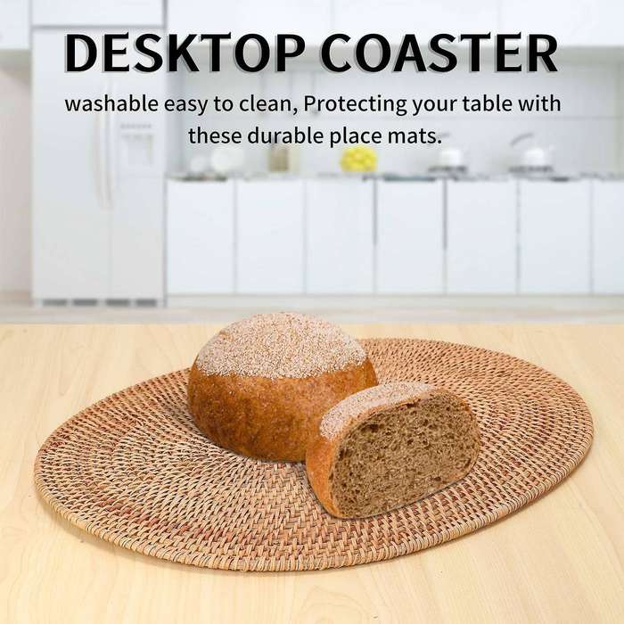 Rattan Woven Placemats Oval Table Mats Non Slip Placemat 30X40cm