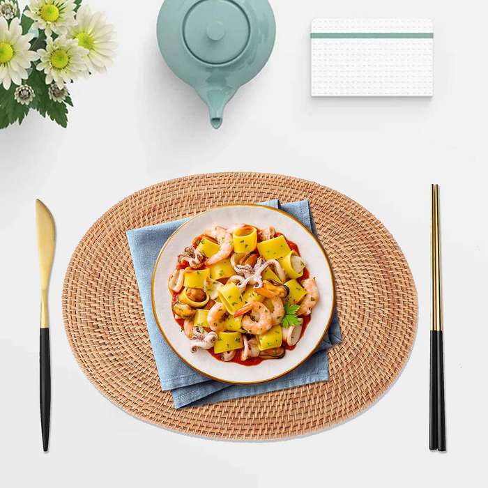 Rattan Woven Placemats Oval Table Mats Non Slip Placemat 30X40cm
