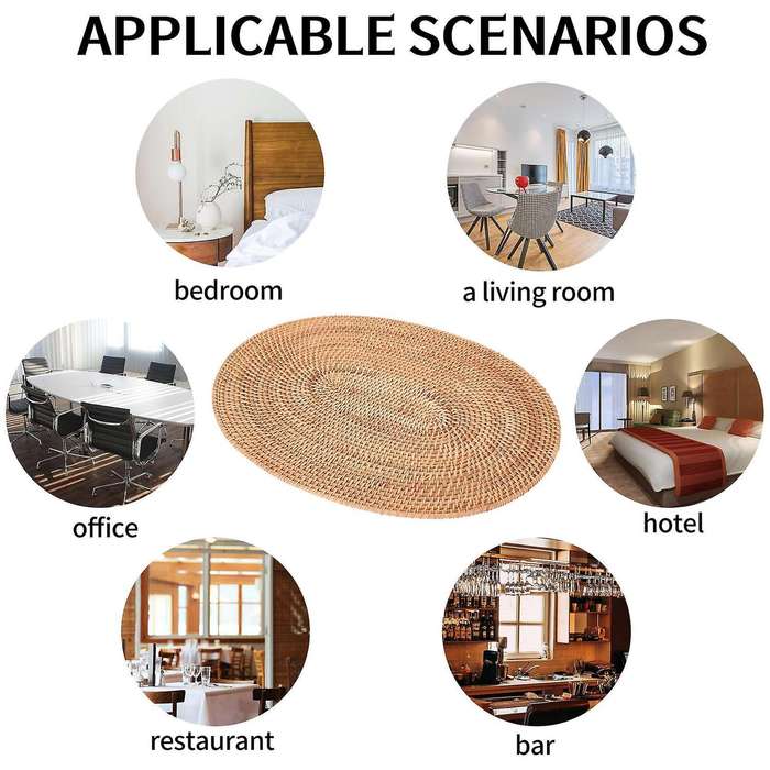 Rattan Woven Placemats Oval Table Mats Non Slip Placemat 30X40cm