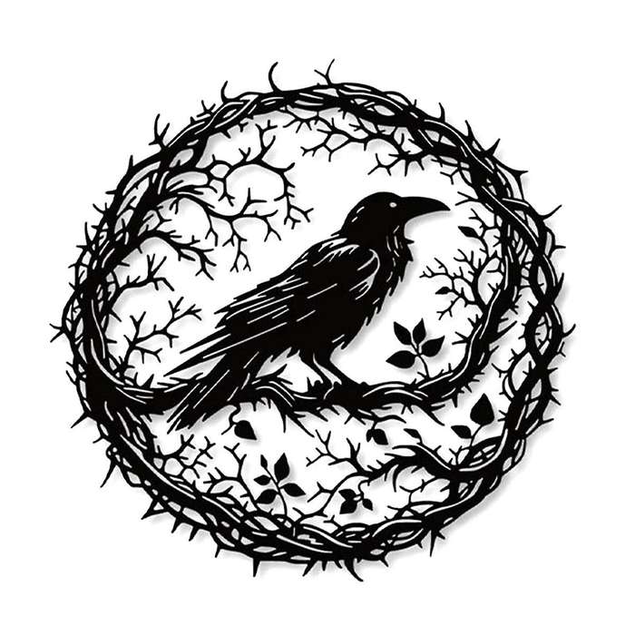 Raven Bird Metal Wall Art,Crow Wall Art Decor Black Bird Sculpture,Unique Design Home Decor for Gard