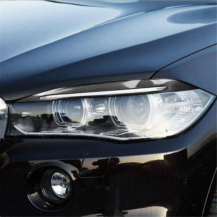 Real Carbon Fiber Car Headlight Eyelids Eyebrow Cover for F15 X5 F85 X5m X6 2014-2018