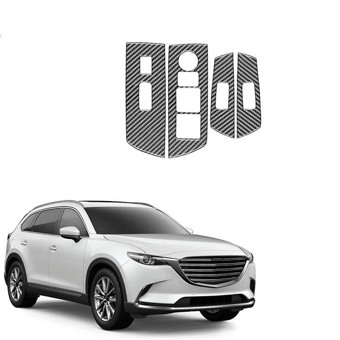 Real Carbon Fiber for CX9 -9 2016-2022 LHD Door Side Window Lift Switch Panel Cover Trim Interior Ac