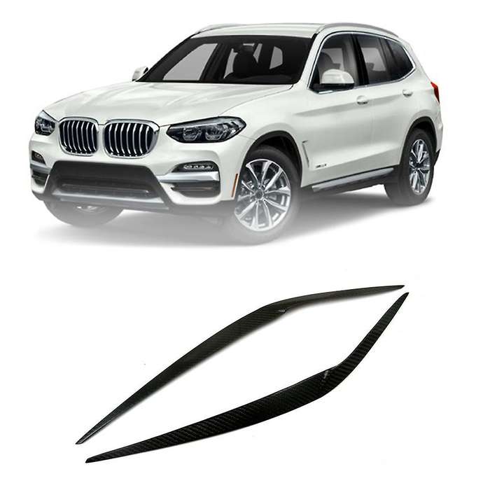 Real Carbon Fiber Headlight Eyebrows Eyelids Stickers Trim Cover Headlight Lid for - X3 G01 2018 201