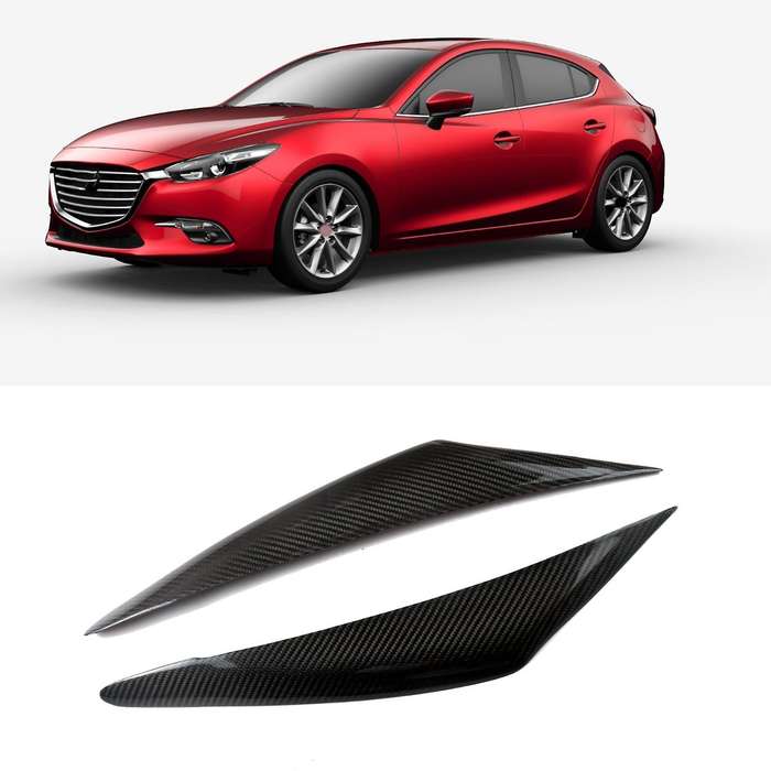 Real Carbon Fiber Headlight Eyebrows Eyelids Stickers Trim Cover Headlight Lid for Axela M3 2017 201