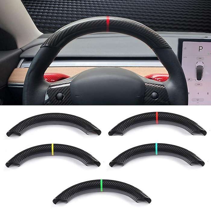 Real Carbon Fiber Steering Wheel Cover Trim Replacement Stickers Accessories for Y Red