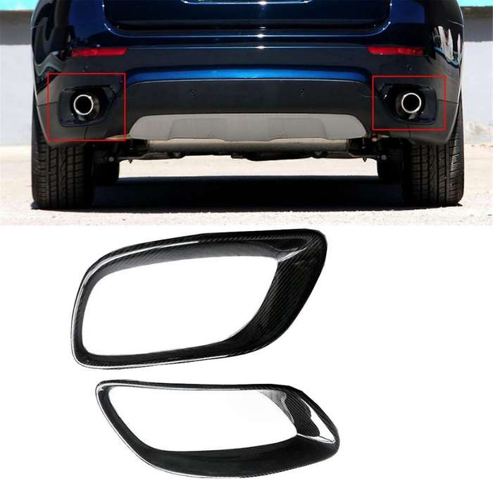 Real Carbon Fiber Tailpipe Trim Cover Exhaust Pipe Cover Tail Throat Frame Car Parts for X6 E71 2008