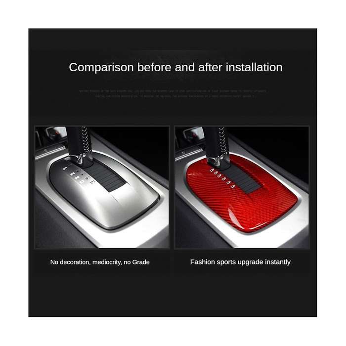 Real Hard Carbon Fiber Car Gear Shift Panel Interior Trim for 2010-2015(Black)