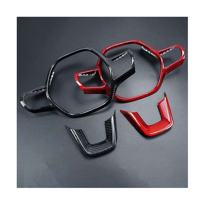 Real Hard Carbon Fiber Car Steering Wheel Panel Frame Cover Trim for 11th Gen 2022(red)