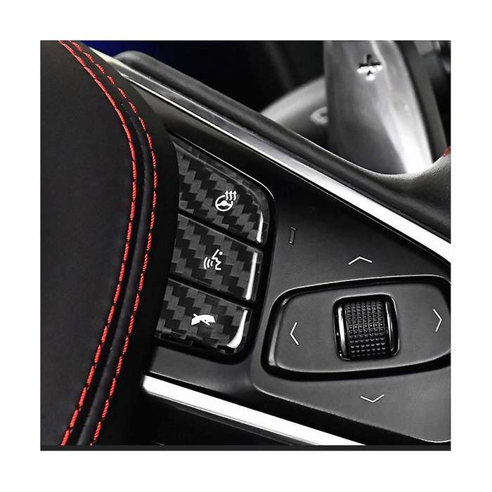 Real Hard Carbon Fiber Car Steering Wheel Button Cover Interior Trim for C8 2020 2021 2022 2023