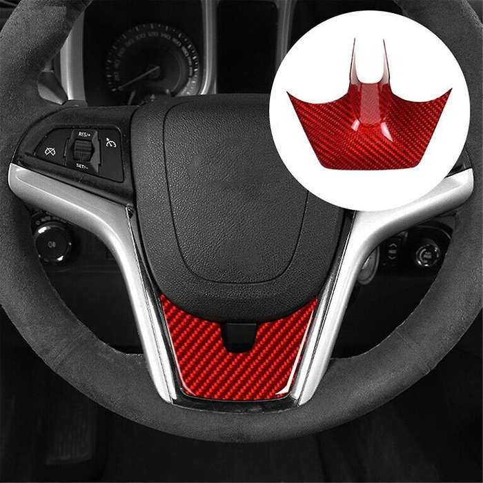 Real Hard Carbon Fiber for 2012 2013 2014 2015 Accessories Interior Car Steering Wheel Sticker(Black