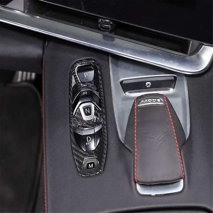Real Hard Carbon Fiber for C8 2020-2023 Car Console Gear Shift Button Sticker Accessories
