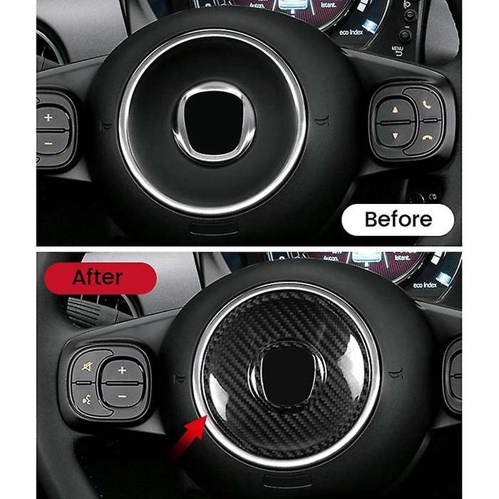 Real Hard Carbon Fiber Sticker for 500 2008-2013 Car Center Steering Wheel Interior Trim(B)