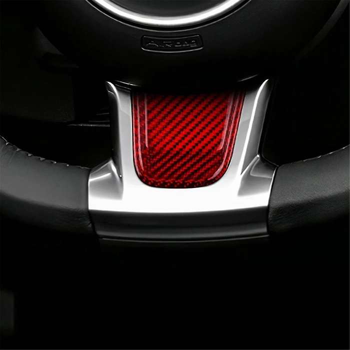 Real Hard Carbon Fiber Sticker for 595 2020 2021 2022 2023 Car Steering Wheel Trim Accessories Red