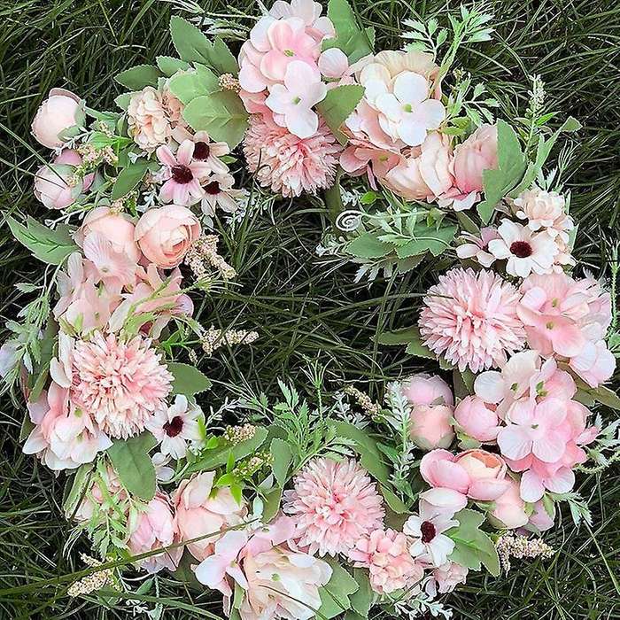 Realistic Handmade Pink Wreaths for Front Door, Window, Wedding, Wall Home Decor -17inch Artificial