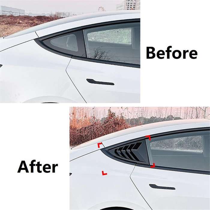 Rear Car Window Shutter Cover for Model 3 2024 Louver Side Vent Trim Triangle Accessories, Black