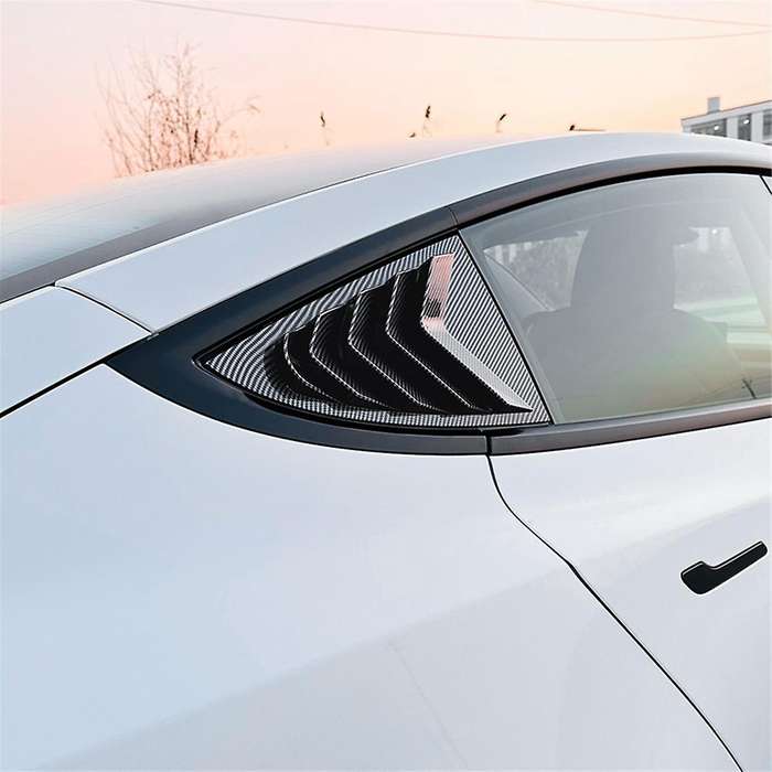 Rear Car Window Shutter Cover for Model 3 2024 Louver Side Vent Trim Triangle Accessories, Carbon