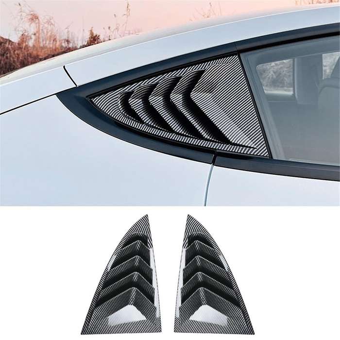 Rear Car Window Shutter Cover for Model 3 2024 Louver Side Vent Trim Triangle Accessories, Carbon